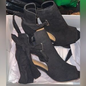 JustFab Black Peep-Toe Ankle Booties